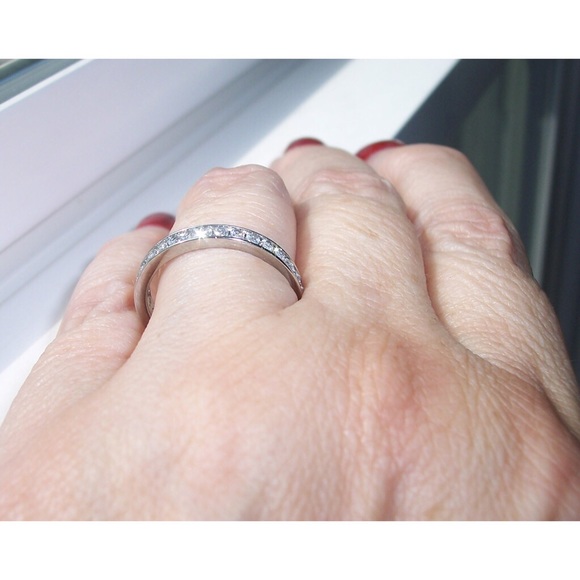 STAINLESS STEEL Cubic Zirconia Eternity Band Ring - Picture 4 of 13